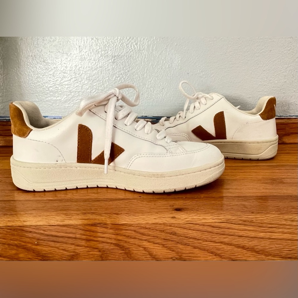 Veja V-12 Low Top Sneaker White Orange Suede Leather